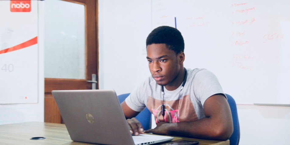 young man on laptop. 